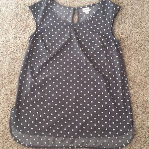 Grey, Navy Blue and White blouse